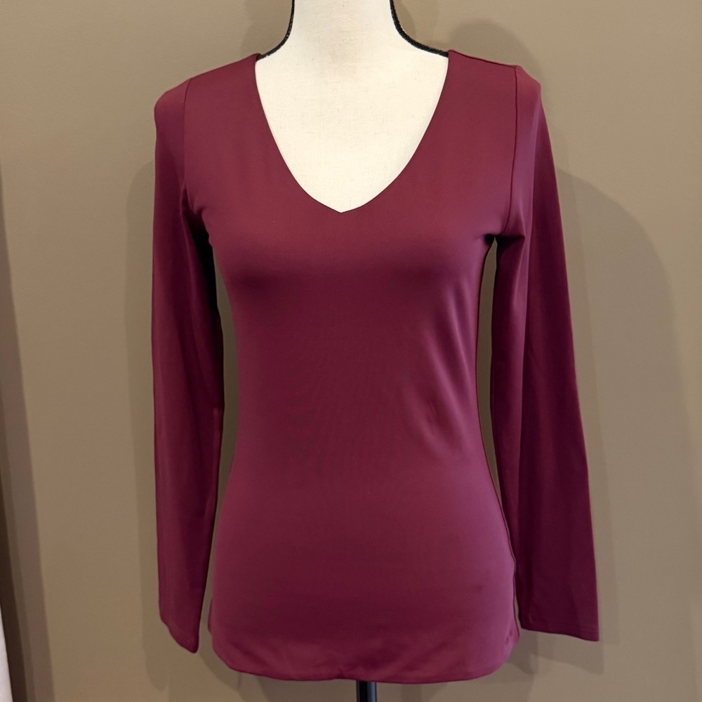 Aritzia Contour Fixture Long Sleeve V-neck Top, Size Large